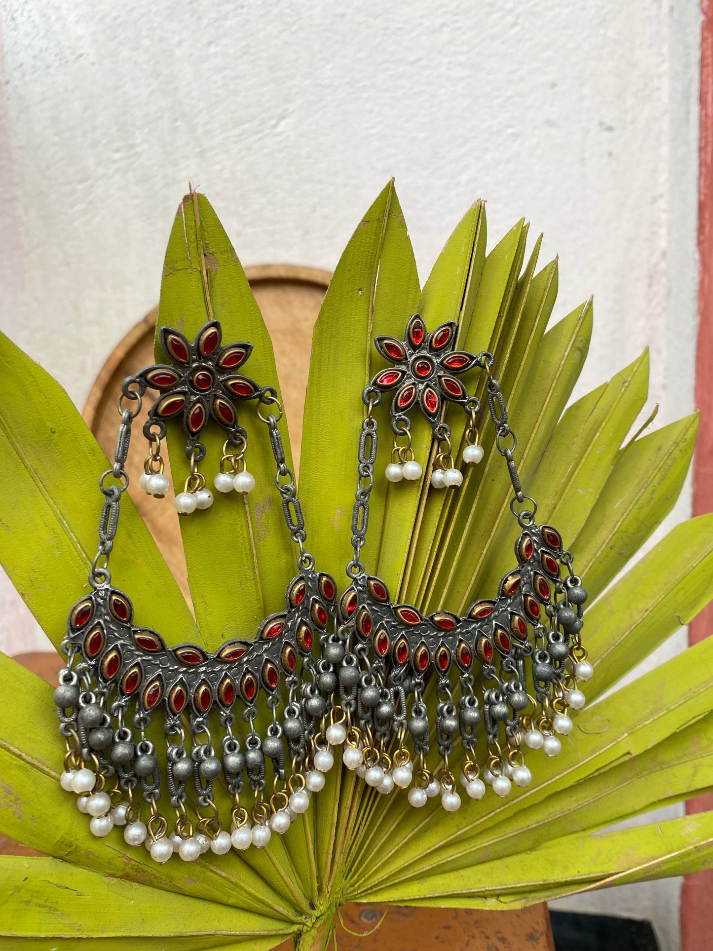 Debleena Red Chandbalis