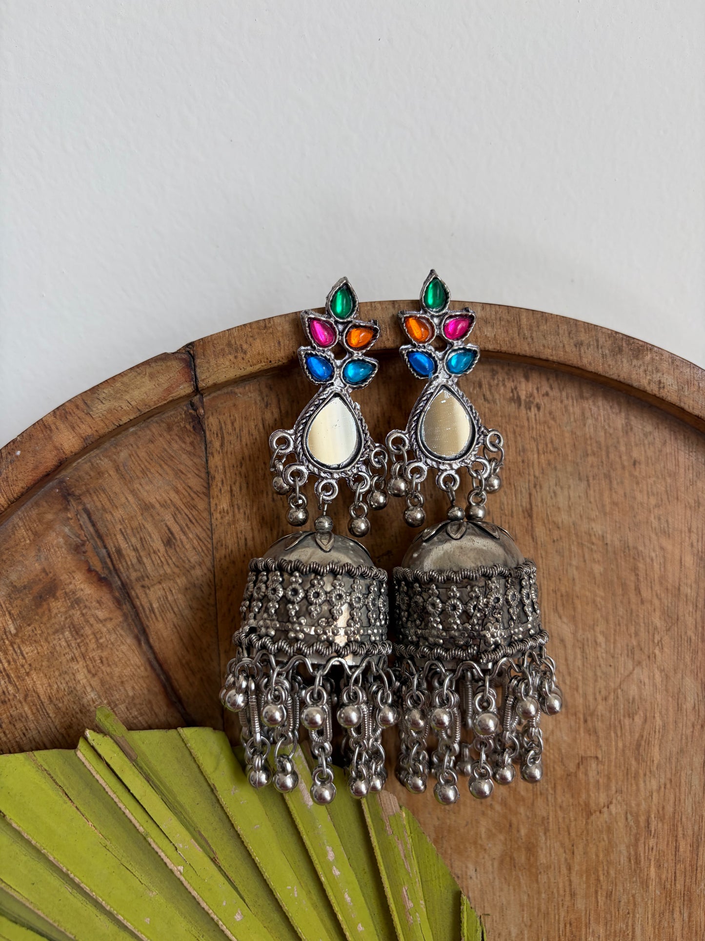 Nishta Multicolor Mirror Jhumka