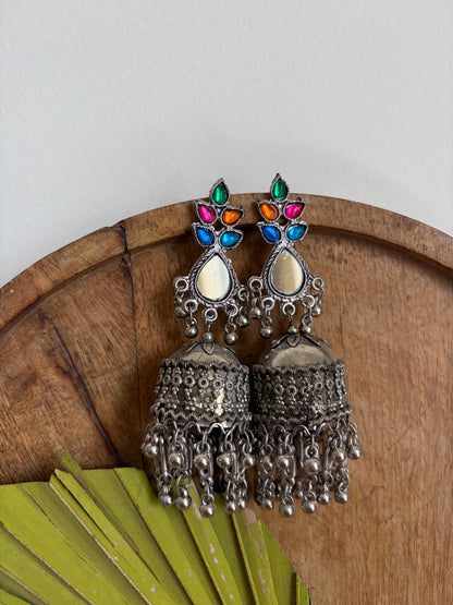 Nishta Multicolor Mirror Jhumka