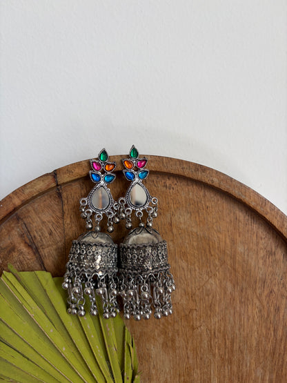 Nishta Multicolor Mirror Jhumka