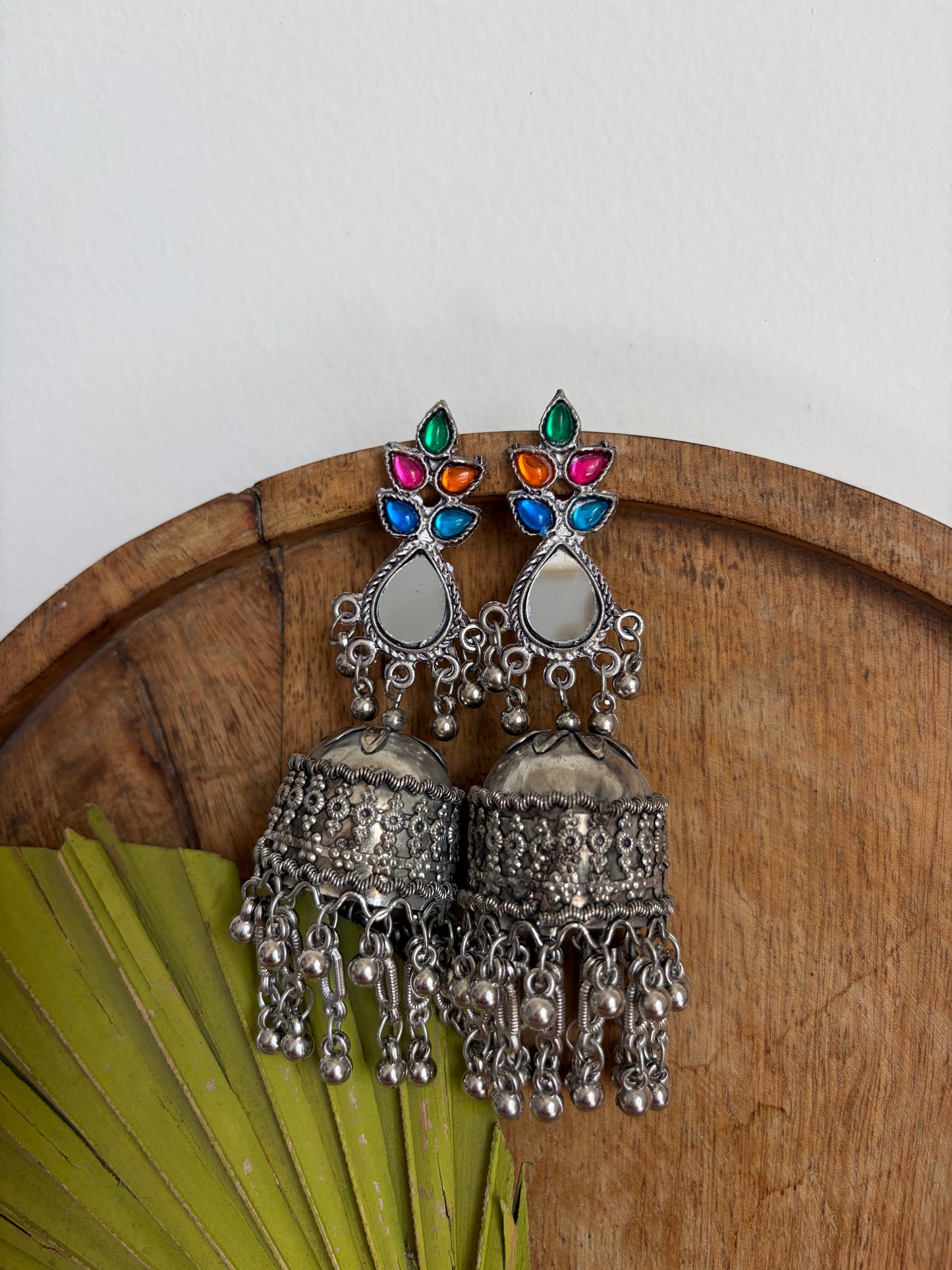 Nishta Multicolor Mirror Jhumka