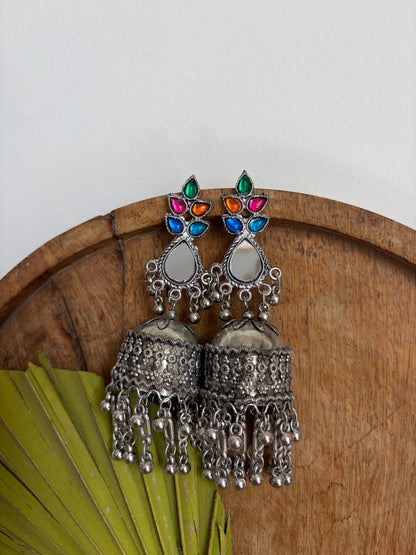 Nishta Multicolor Mirror Jhumka